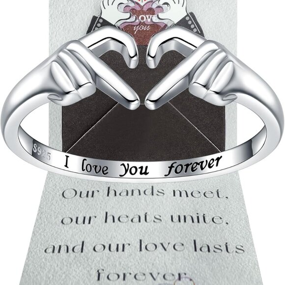925-Sterling-Silver Heart Claddagh Rings for Women - Adjustable White/18K/Rose G - Picture 1 of 6